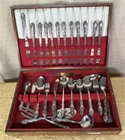 SILVER PLATED FLATWARE SET WITH CHEST