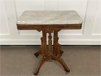 Eastlake Walnut Marble Top Stand