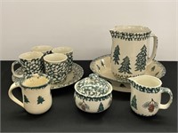 Green Spongeware Dishes