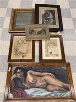 Group of Framed Paintings, Prints & Mirror