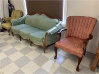 1940's Sofa and 2 Arm Chairs