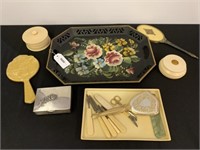 Toleware Tray with Dresser Accessories