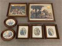 7 Walnut Frames with Prints