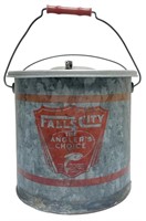 Vintage Falls City Galvanized Minnow Bucket