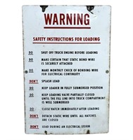 18" x 12" Vtg Porcelain Safety Instructions Sign