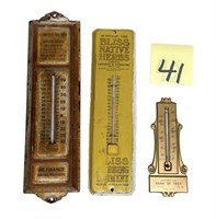 Qty 3 Vintage Thermometers - Bliss Native Herbs,