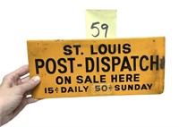 St. Louis Post Dispatch Rack Topper Sign