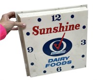 Vtg Sunshine Dairy Foods Clock AS-IS