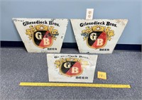 3x Old Griesedieck Bro Glass Inserts