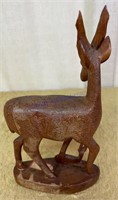HAND CARVED AFRICAN ANTELOPE WITH BABY