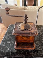 Antique Metal Coffee Grinder Wood handle