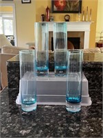 4 aqua tall glasses