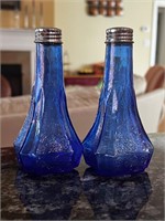 Vintage Cobalt Blue Depression Glass Salt Pepper