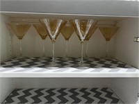 7 vintage Amber / champagne color martini glasses