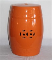 orange glaze pottery garden seat