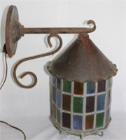 unique antique stained glass outdoor lamp       S