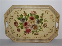 large hand painted toleware serving tray