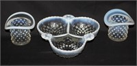 the pieces opalescent hobnail glassware   S