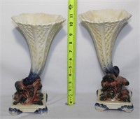 Pair Italian cornucopia decorative vases    S