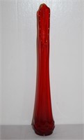 mid century orange glass vase 17.5"      S