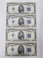 1934 D $5 Silver Certificates (12)