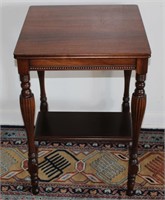antique mahogany two tier end table 29"h x