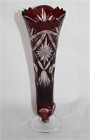 ruby cut to clear crystal bud vase       S