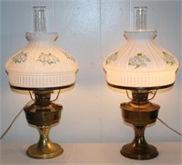 pair Aladdin electirified lamps original chimneys
