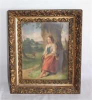 antique victorian print in ornate antique frame