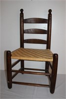 restored antique primitive farm chair w handwoven
