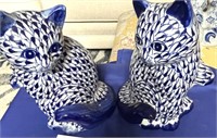 Blue and white cats - 2 - 10" tall