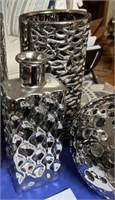 4 silver colored vase - 2-18", 13" and 10", 1 -