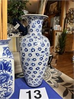 2 blue and white vases - 1 - 24" & 1 - 17" w/