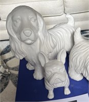 3 dog statues - Scotty, Cocker Spaniel and Bulldog