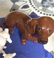 4 dog statues - weenie dog, 2 great danes and lab
