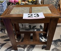 Wooden and tile stand  - 24.5"t x 26"w x 16"d