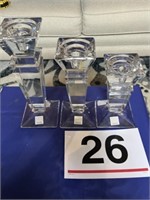 3 Poland crystal candle stick holders