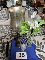 Decorative vases - glass - w/ flowers