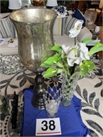 Decorative vases - glass - w/ flowers