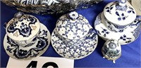 Blue and white decorative pieces and silver