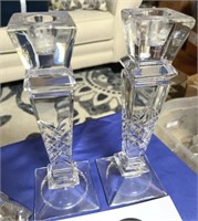4 crystal candle holders - heavy