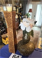 Candle stand - 35 1/2" t and decorative vase w/