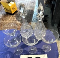 2 decantors - crystal and 4 margarita glasses