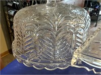 2 crystal cake plates - 1 covered