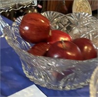 2 crystal bowl w/artificial apples