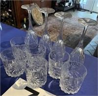 4 crystal wine glasses and 6 crystal glasses