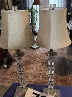 2 glass and metal lamps