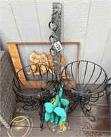 Group of outdoor - hanging plant stand, iron plant