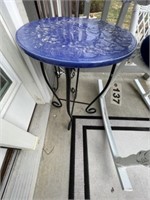 Wrought iron table w/round tile top