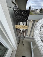 Wrought iron plant stand and chimes